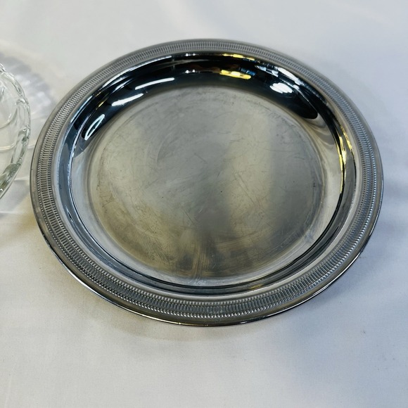 VTG‎ Continental Silver Co. Silver Glass Relish Tray Holiday 3 Sections 2 Pcs - Picture 3 of 8